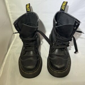 Doc Martens Black Leather Cap Toe Platform Boots 90's  2a73 Size 3